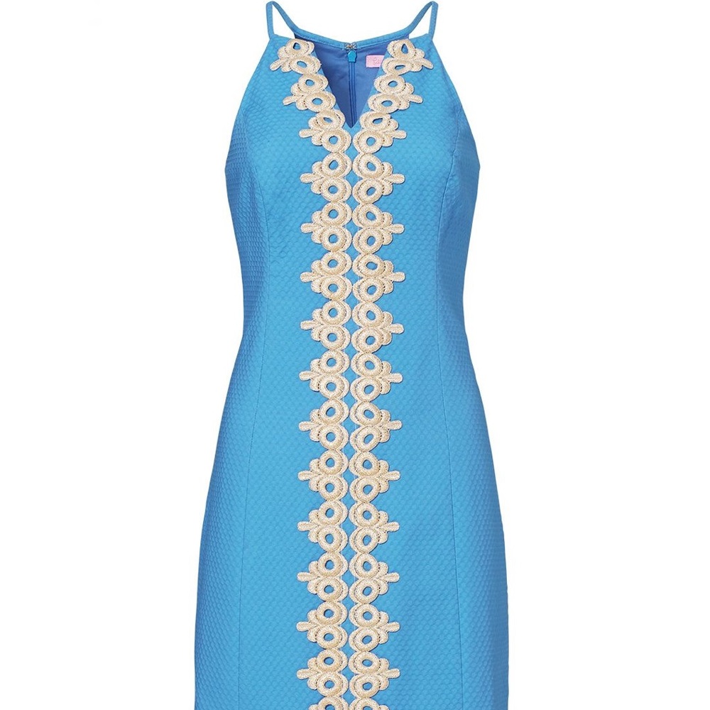 Lilly Pulitzer Blue Halter Mini Dress with Cream Trim